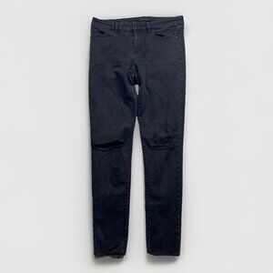 Uniqlo Jeans Mens 28 Black Denim Skinny Stretch Medium Wash Grunge Distressed